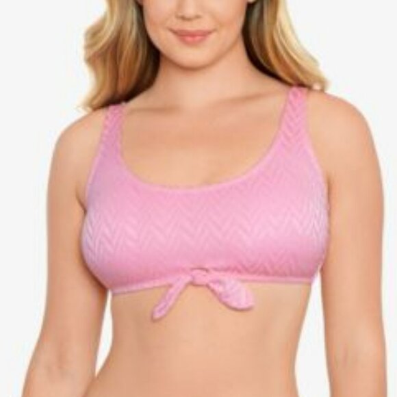 NWT Salt + Cove Womens Scoop Neck Pink Bikini Swim Top SIZE JUNIORS XL PLUS - Picture 1 of 6